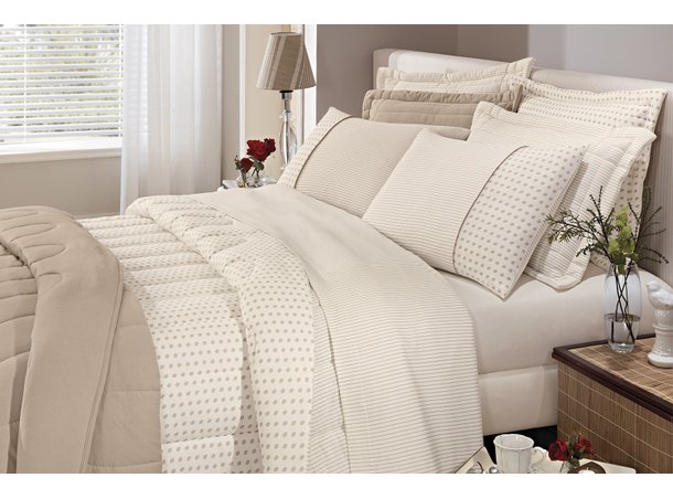 edredom de malha estampado poa nature marfim