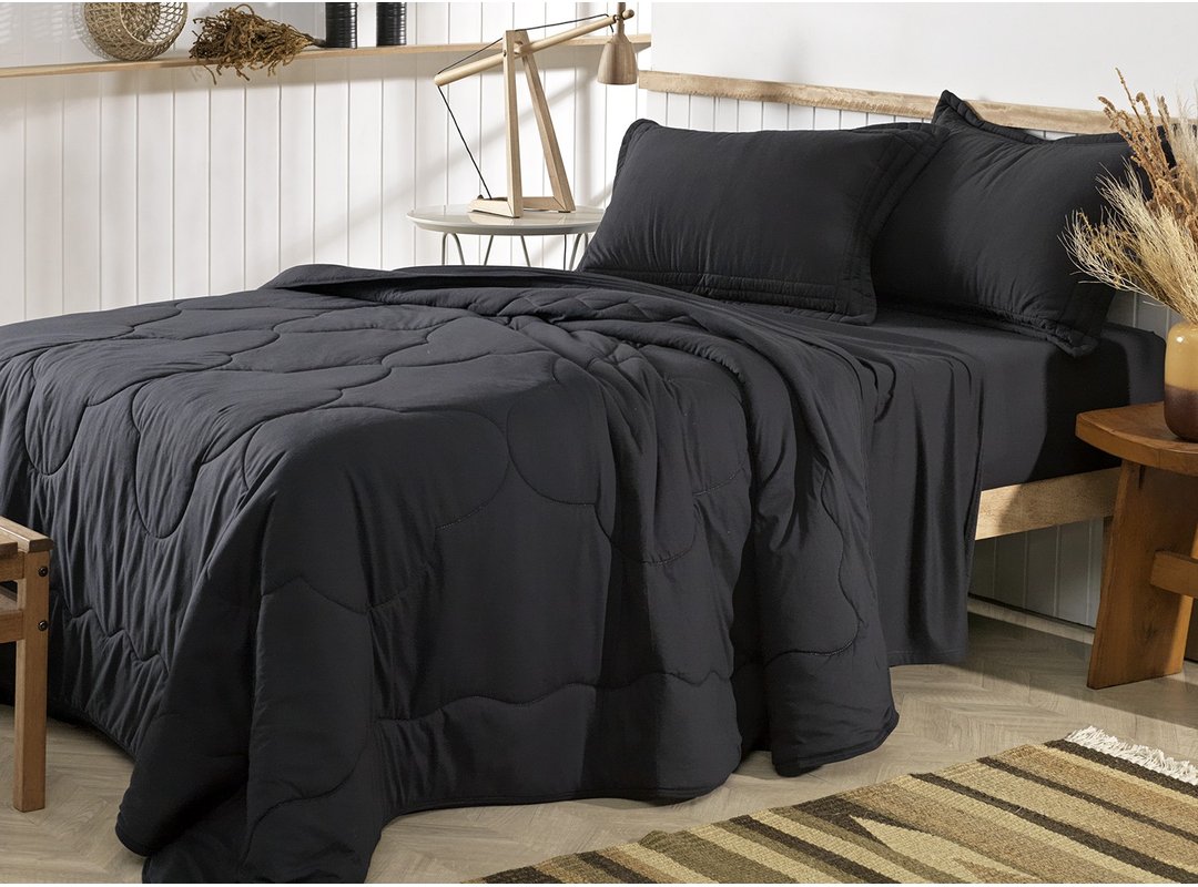 cobre leito de malha liso preto