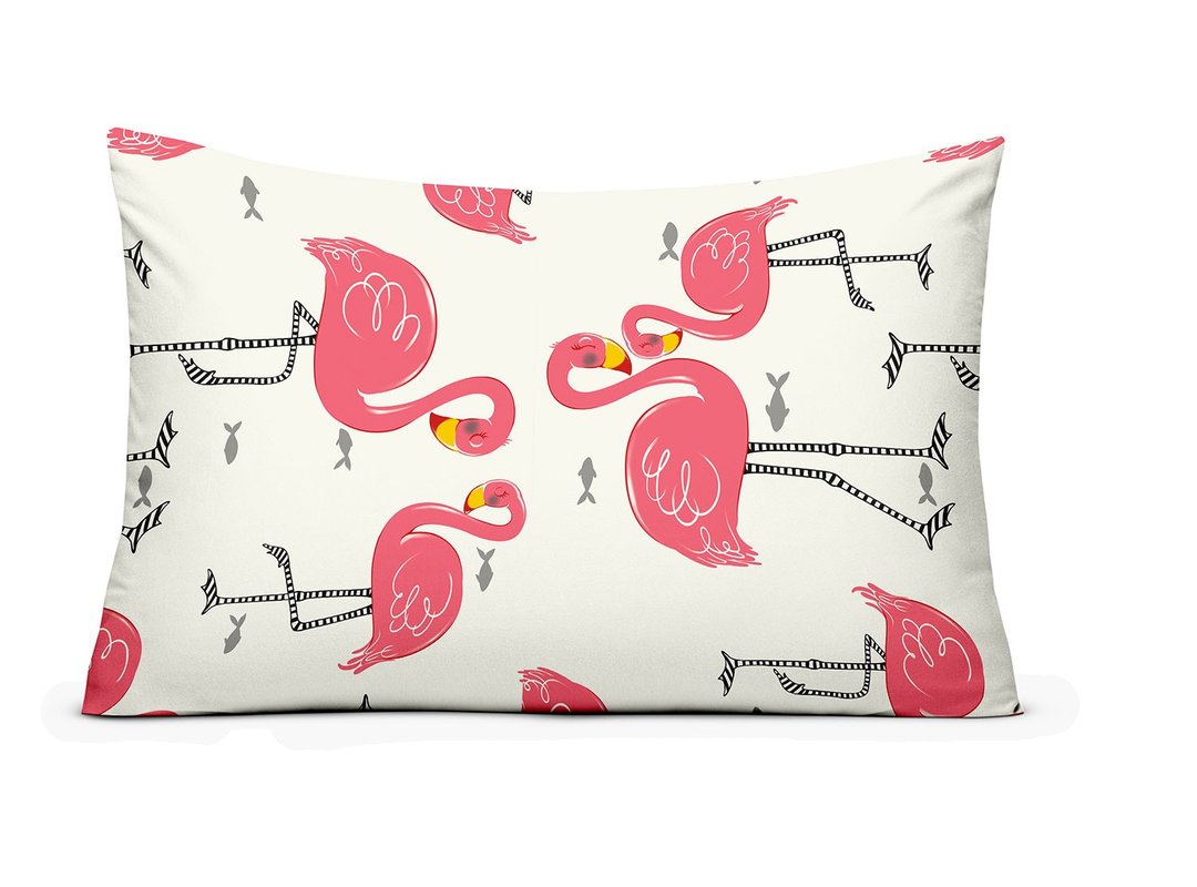 fronha de malha avulsa estampada flamingos
