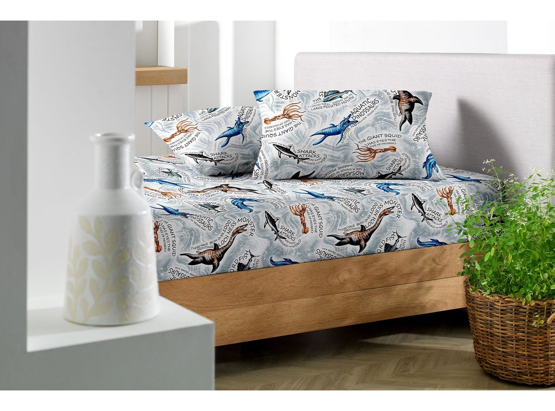 Jogo de cama em malha estampado