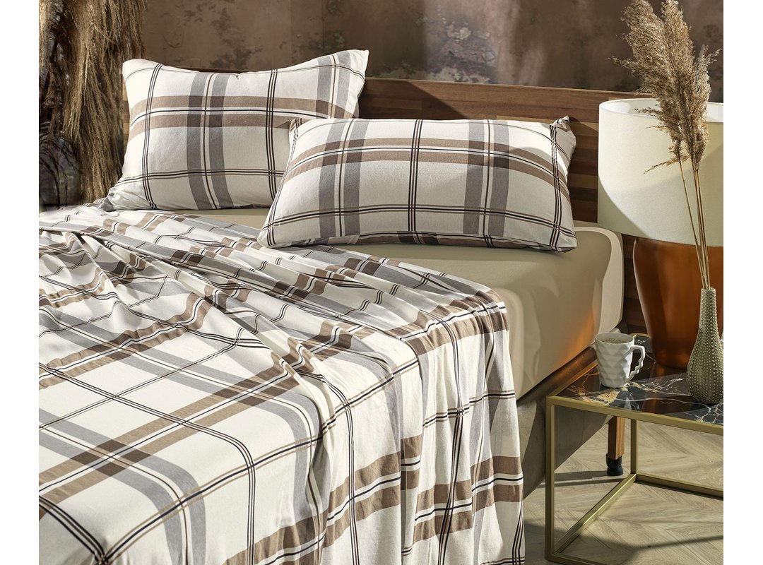 Jogo de cama completo em malha caqui