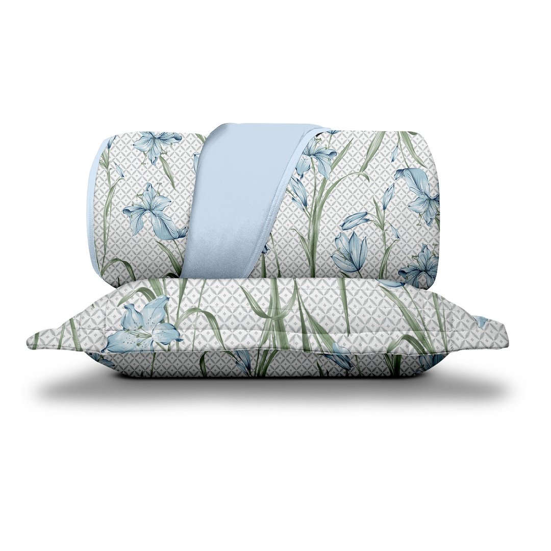 Kit cobre leito em malha Botanic 089